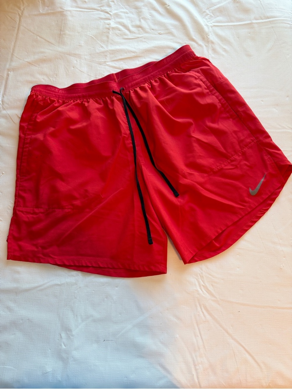 Nike Men’s Bright Red Athletic Shorts with Black Drawstring